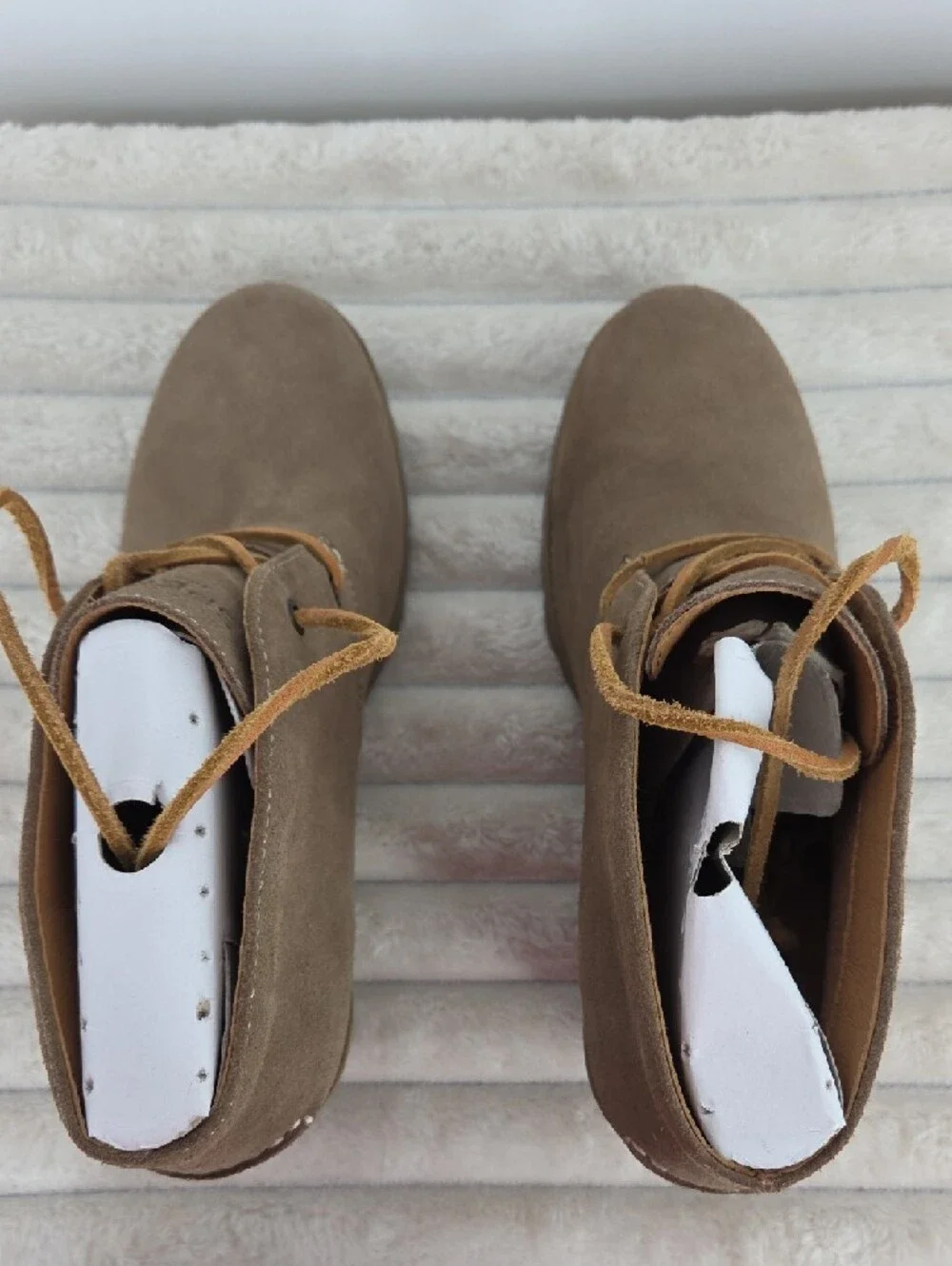 Sperry Brown Taupe Suede Wedge Lace-Up Ankle Boots